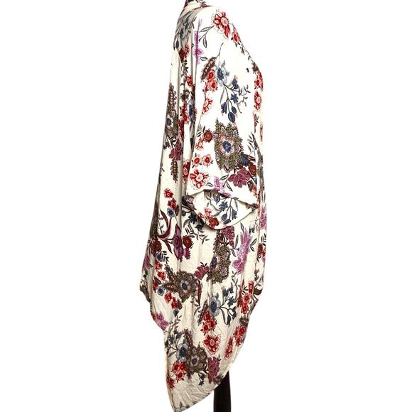 Women Sz M Cardigan Waterfall Duster Cover Up Boho Floral Flowy Patrons Of Peace - Picture 3 of 15